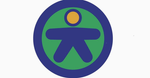 Icono de accesibilidad azul que muestra a una persona dentro de un c&iacute;rculo sobre un fondo blanco.