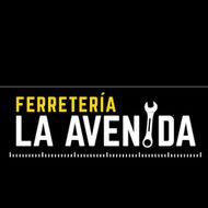 Logotipo de "Ferretería La Avenida". Fondo negro, texto amarillo y blanco y símbolo de llave inglesa.