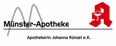 Logo for Münster-Apotheke with red pharmacy symbol and text “Apothekerin Johanna Künzel e.K.”