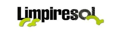 Logotipo de Limpinesol en negro con franjas verdes debajo del texto.