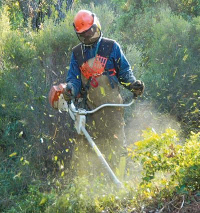 Homme qui débroussaille