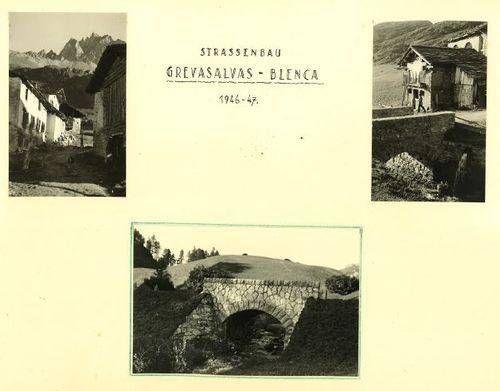 Ein Schwarzweissfoto einer Brücke und Häuser. Foto von der H. Kuhn Hoch- und Tiefbau AG