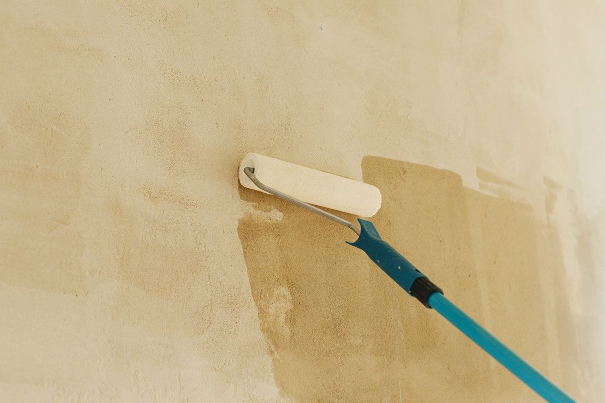 Una persona está pintando una pared con un rodillo de pintura.