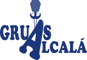 Un logotipo azul y blanco para Gruas Alcalá