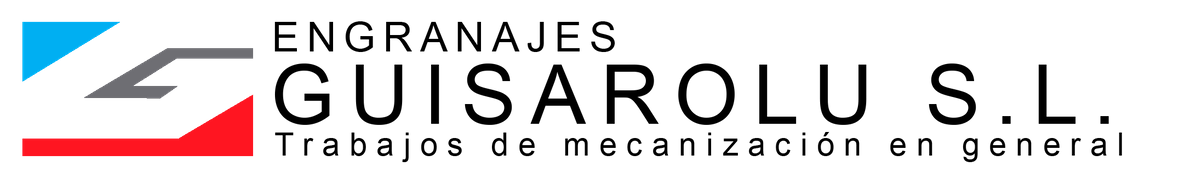 Logotipo de ENGRANAJES GUISAROLU SL con icono geométrico rojo, gris y azul y texto negro con el nombre de la empresa.