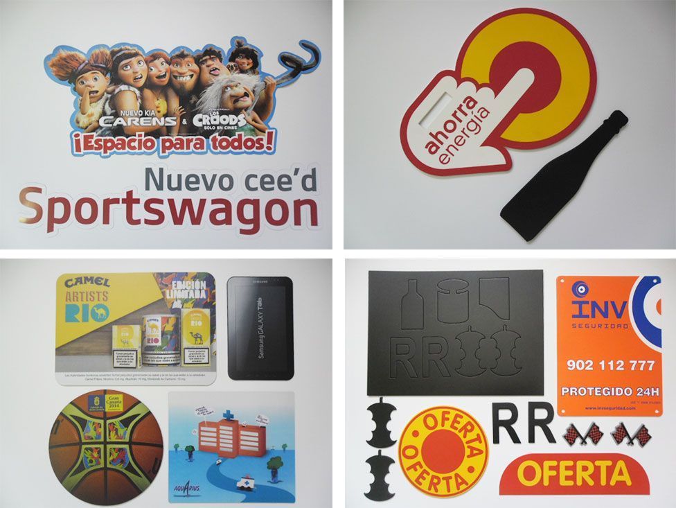 Un collage de diferentes tipos de pegatinas, incluida una que dice Nuevo Cee 'D Sportswagon.