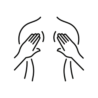 Un dibujo lineal de una persona cubriéndose los ojos con las manos.