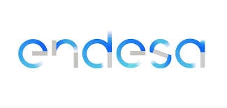 Logotipo de Endesa con el nombre de la empresa en fuente azul degradado y líneas grises.