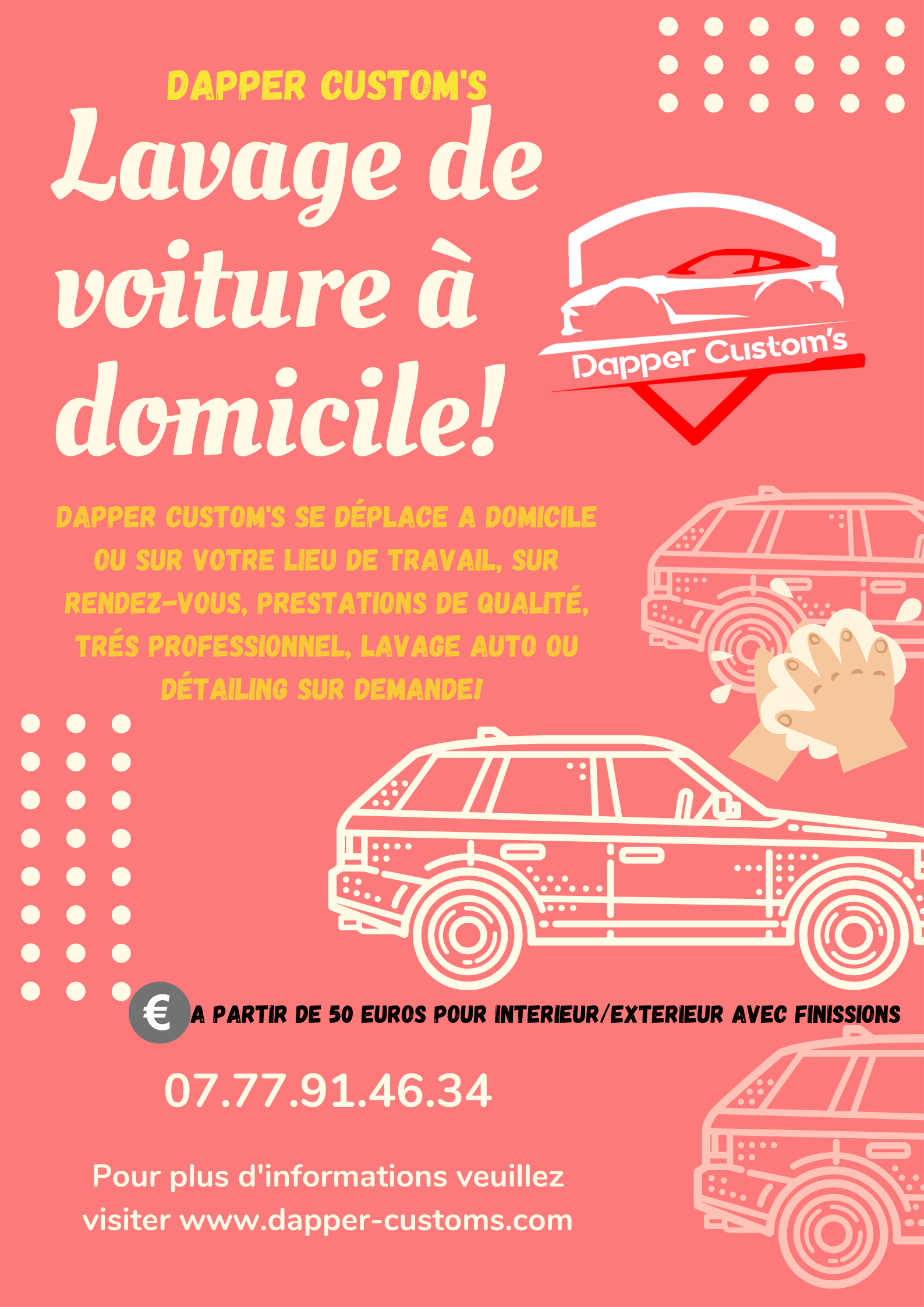 élément de communication mettant en avant la prestation de lavage à domicile