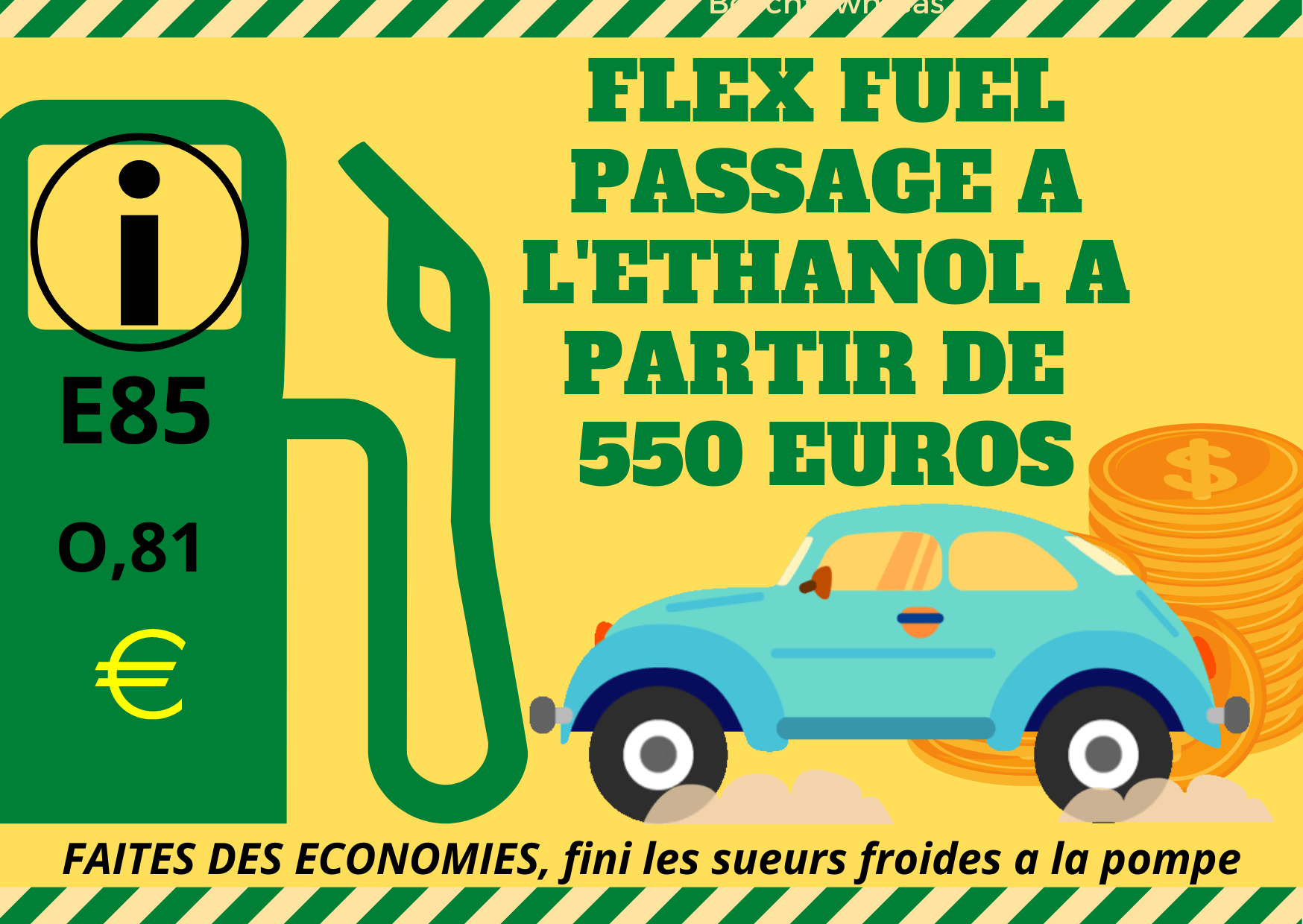 Élément de communication visuelle de dapper Custom's mettant en avant le 
Service de passage à l'éthanol