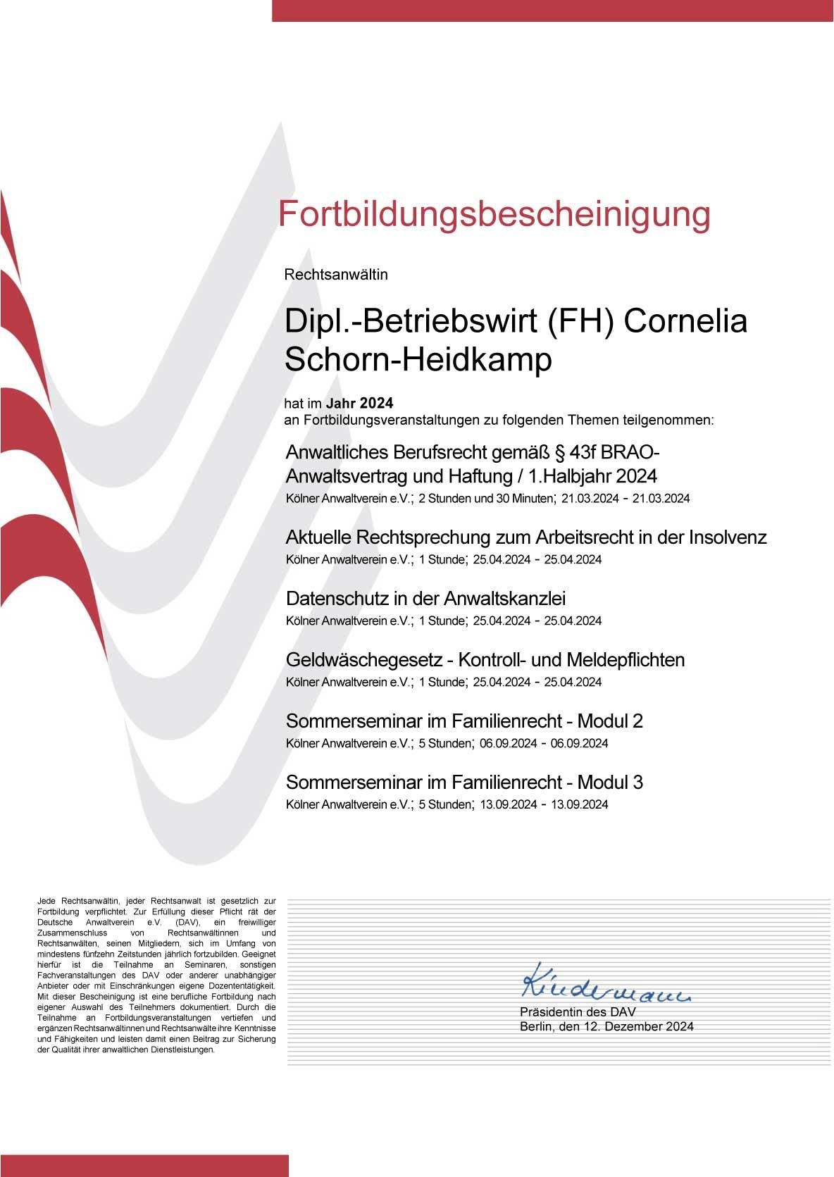 Es handelt sich um eine urkunde mit dem titel dipl.-betriebswirtin (fh) comelia schon-heidkamp.