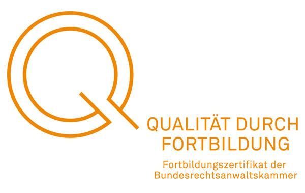 A logo for a company called qualität durch fortbildung