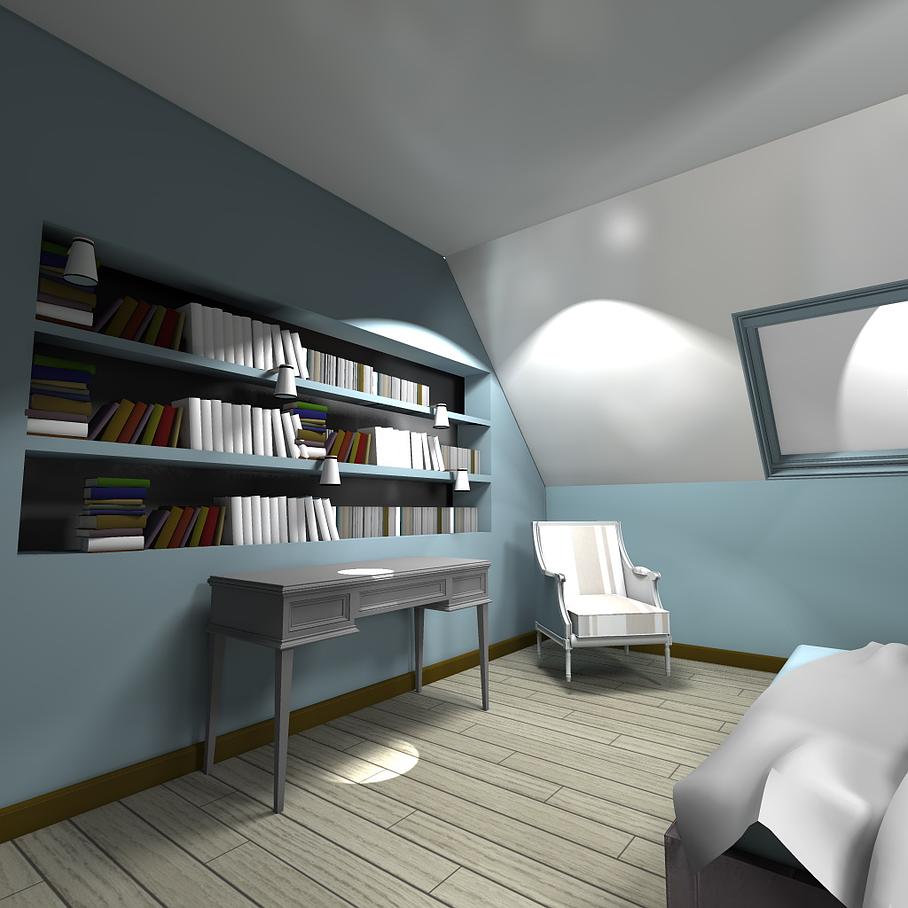 projet chambre face bureau