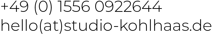 Ein weißer Hintergrund mit schwarzem Text, der Hallo sagt bei studio-kohlhaas.de