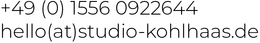 Ein weißer Hintergrund mit schwarzem Text, der Hallo sagt bei studio-kohlhaas.de