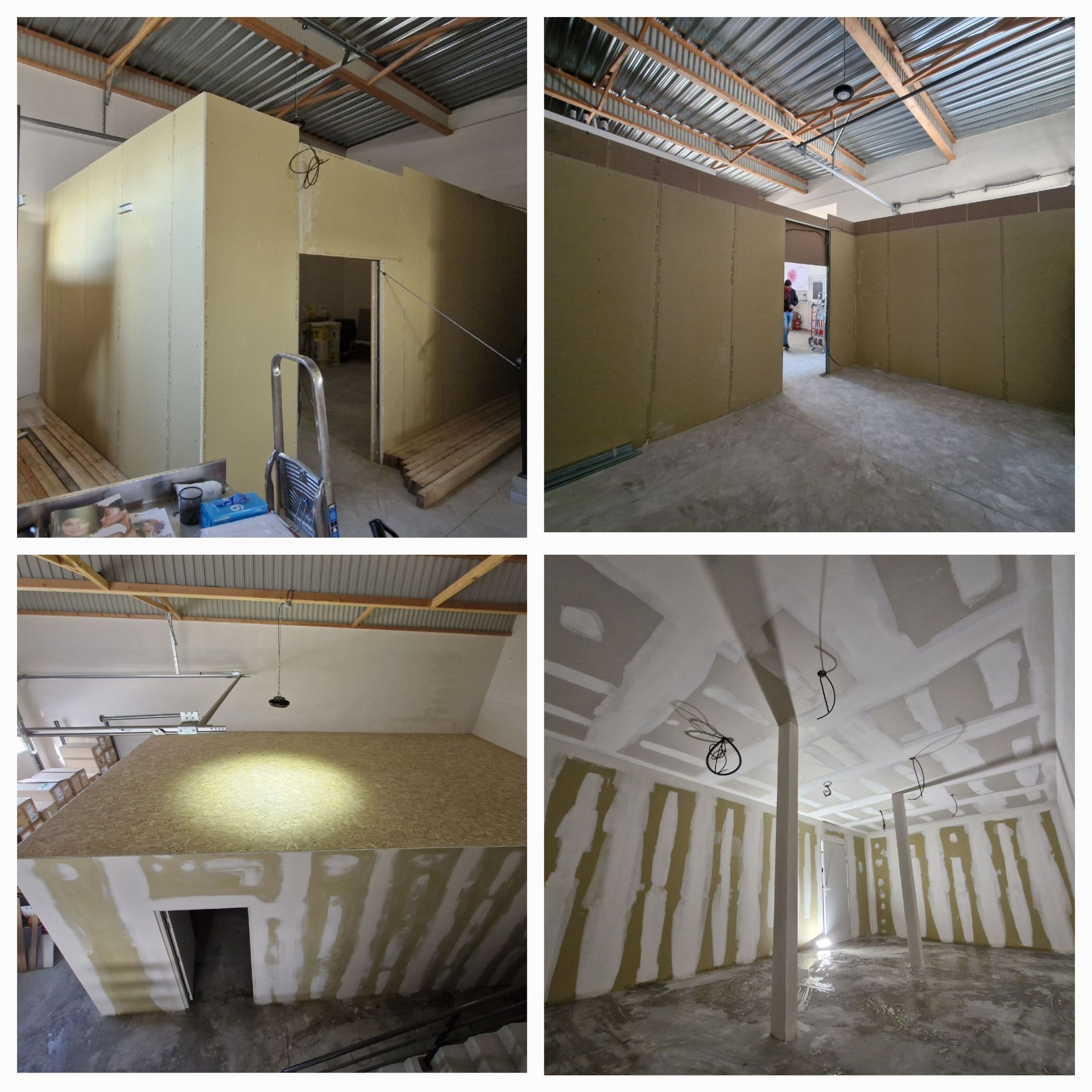 Différentes étapes de la pose de placo