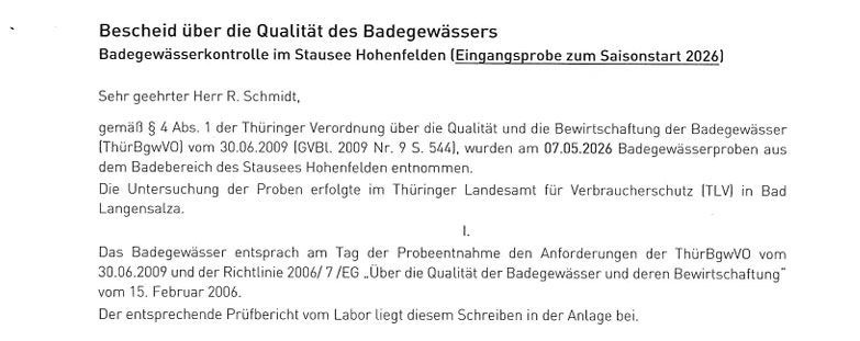 Wasserqualität-Bescheid 2026