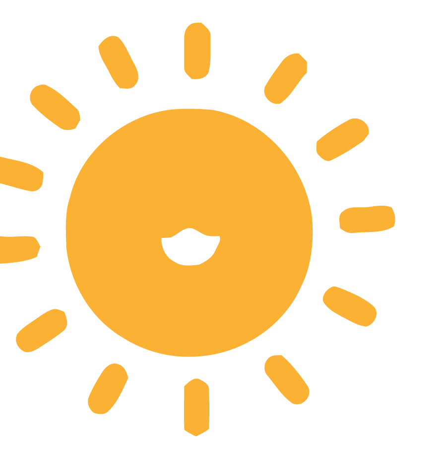 Eine Cartoon-Zeichnung einer Sonne mit Strahlen, die aus ihr herauskommen
