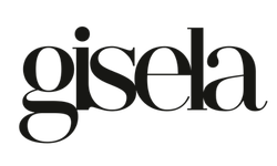 "gisela" en fuente negra, estilizada y en negrita.