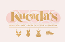 Logotipo de Kucada's: texto dorado sobre fondo rosa. Venta de lencer&iacute;a, trajes de ba&ntilde;o y ropa deportiva, con iconos de art&iacute;culos relacionados.
