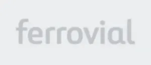 Logotipo de Ferrovial en gris claro sobre fondo blanco.