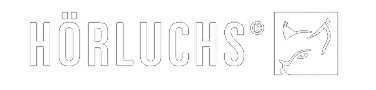 ein schwarz-weißes Logo für Hörluchs auf weißem Hintergrund .