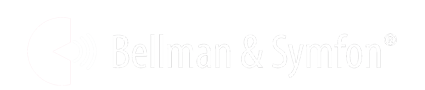 ein weißes Logo mit den Worten belman & symfoni auf einem weißen Hintergrund .