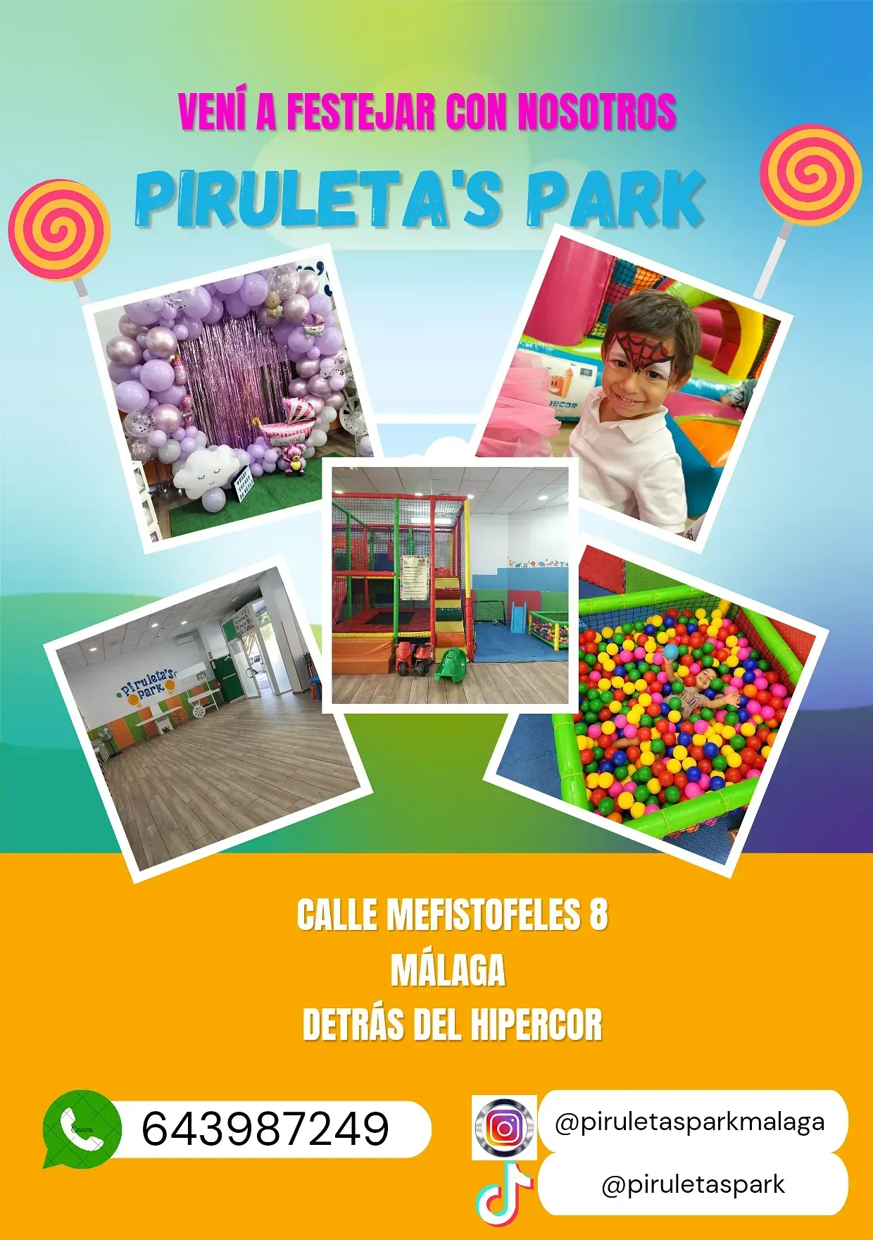 Un folleto para el parque de Piruletas en Málaga.