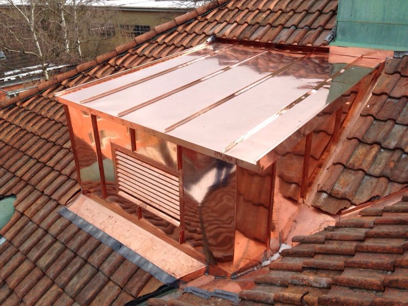 Entlüftungsaufbau mit Kupfer verkleidet