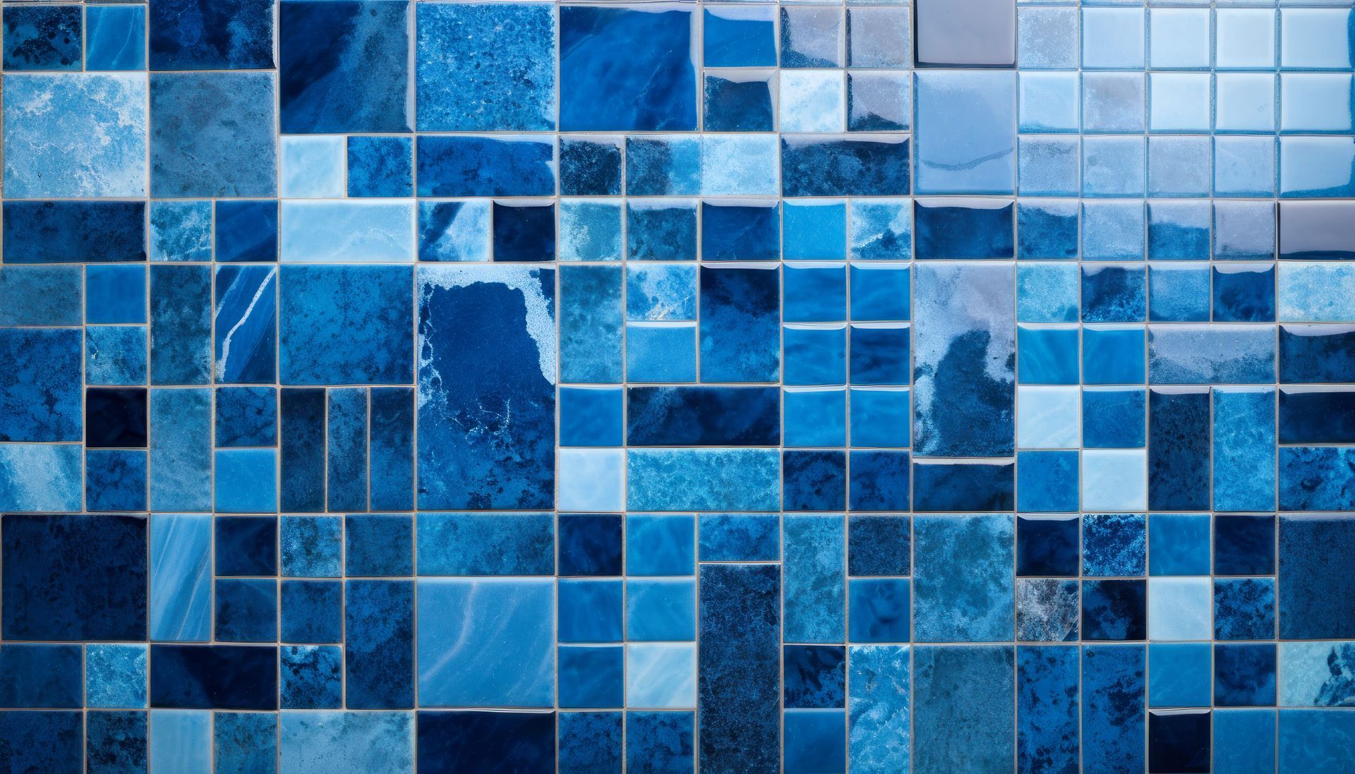Gros plan sur des carreaux bleus.