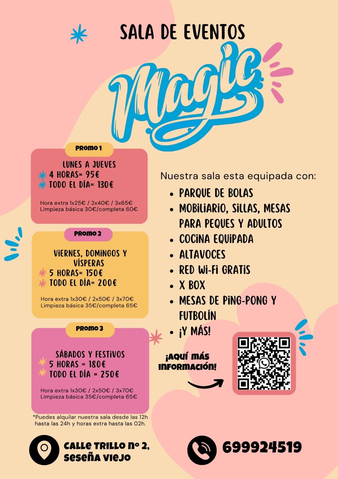 Un volante para la sala de eventos mágicos con un código QR.