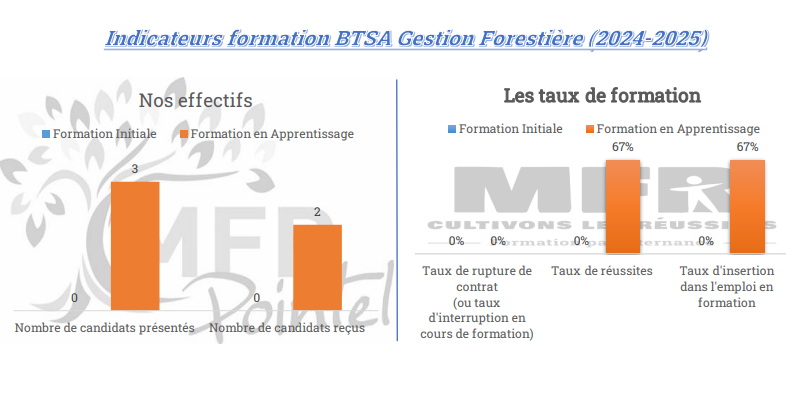 Tableaux explicatifs Indicateurs formation BTSA Gestion Forestière (2024/2025)