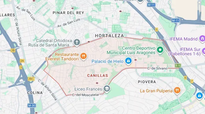 Mapa que muestra los barrios de Barcelona con un marcador azul cerca de Horta-Guinardó y calles aledañas.