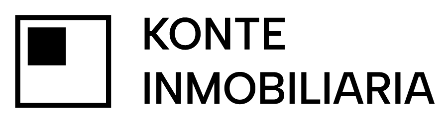 Logo de KONTE INMOBILIARIA en negro, con un cuadrado negro y un marco rectangular a la izquierda.