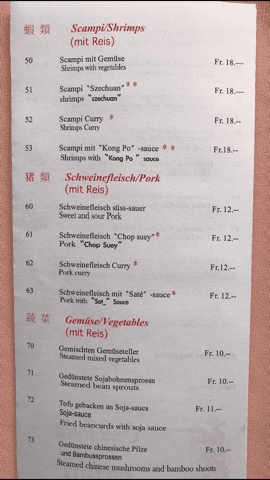 Take Away Karte - China Restaurant Hongkong - Wil SG