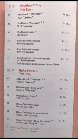 Take Away Karte - China Restaurant Hongkong - Wil SG