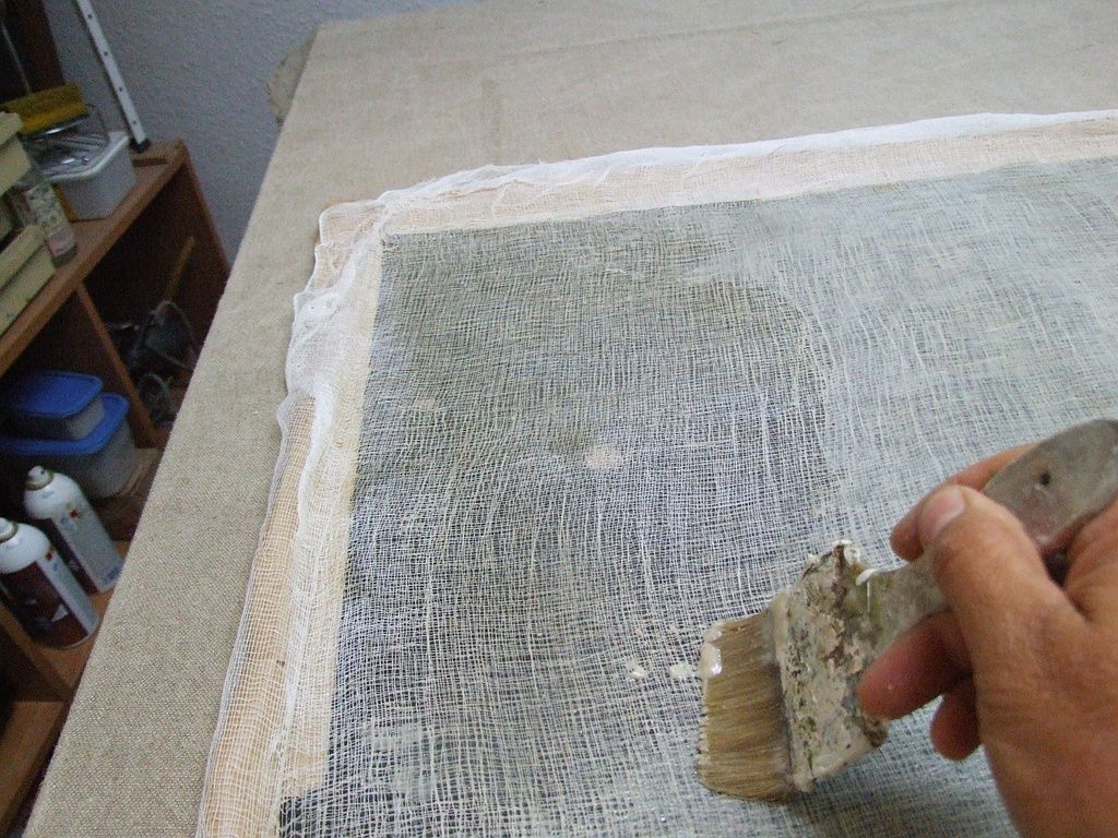 Pose de gaze intermédiaire avant rentoilage