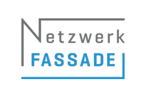 Das Logo von Netzwerk Fassade ist blau und grau.