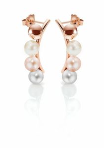Boucles Lunae en acier, perles et plaqué or rose 99€ à Aÿ