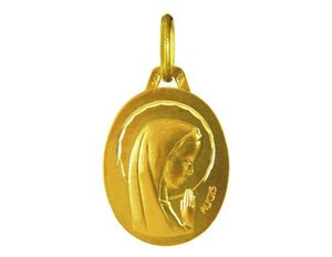 Vierge auréoloée aux mains jointes or jaune 18 carats 16 mm à Aÿ