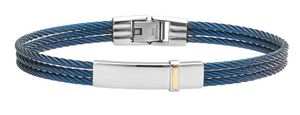 Bracelet acier, câbles bleus et décor or (0.03gr) 120€ à Aÿ