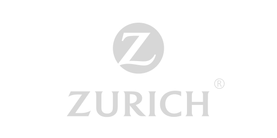 Logotipo de Zurich en gris claro con icono Z estilizado y marca denominativa.
