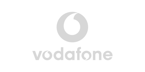 Logotipo de Vodafone en gris sobre fondo blanco