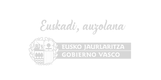 Bandera blanca con el logotipo del Gobierno Vasco y el texto “Euskadi, auzolana” y “Gobierno Vasco”