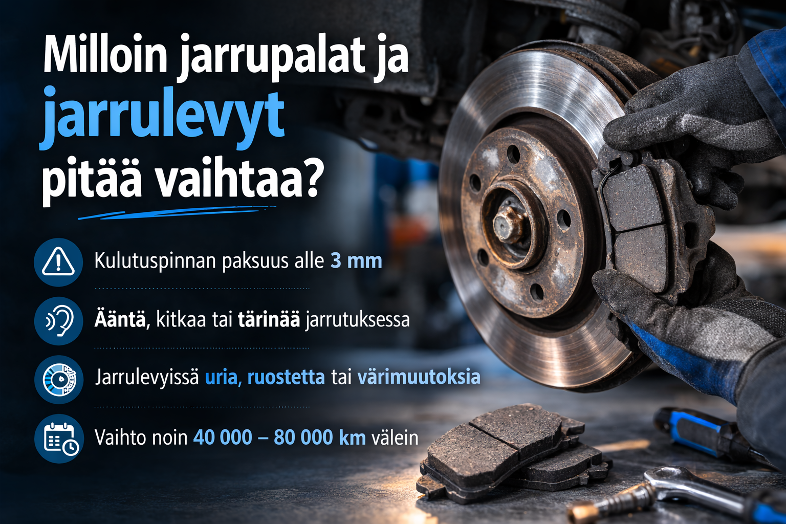 Milloin jarrupalat ja jarrulevyt pitää vaihtaa?