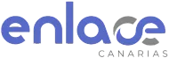 El logotipo de Enlace Canarias presenta la palabra "enlace" en azul, con un s&iacute;mbolo "ce" estilizado y "CANARIAS" en gris debajo.