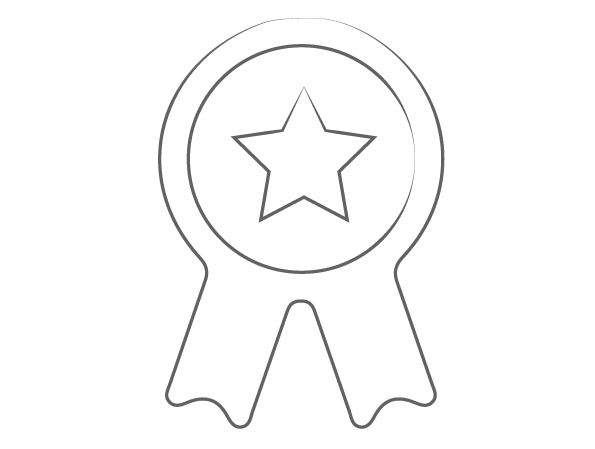 Dessin d'une médaille en ruban avec une étoile au centre