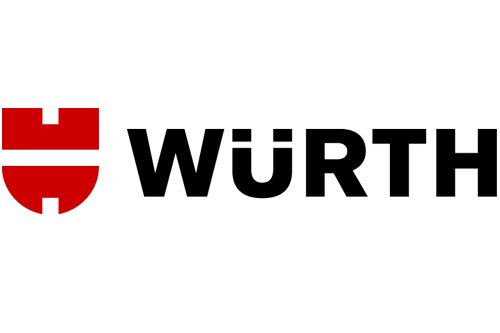 Ein rot-schwarzes Logo für Würth auf weißem Hintergrund