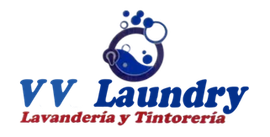 El logo para V V lavandería lavandería y tintorería