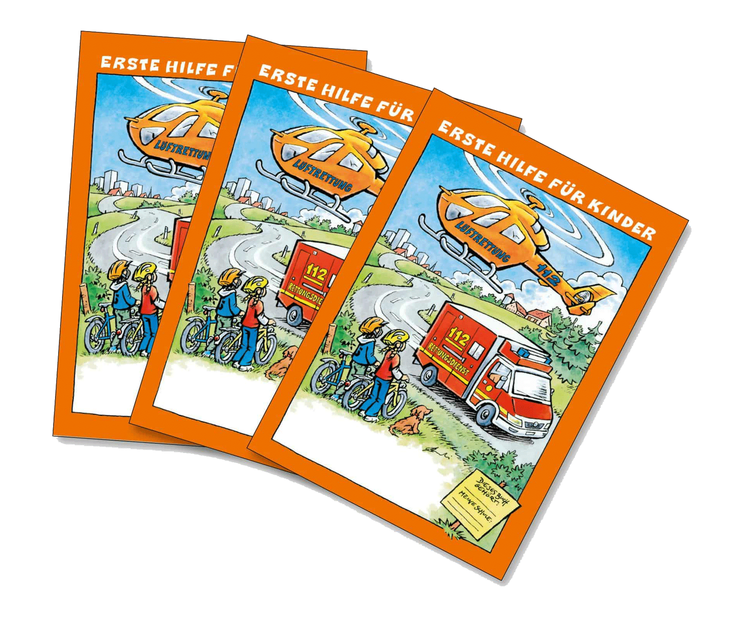 Three flyers with a helicopter and ambulance on them